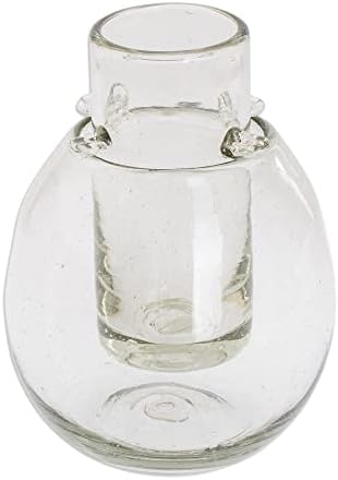 נוביקה זכוכית מנופחת טקילה פרוסטי ירה אומן בעל מבנה עם קיבול קרח העליון 3.9 אינץ ' 1.8 קוטר. 3 אונקיות. 4.3 למטה ב-2.2 בקוטר. גואטמלה