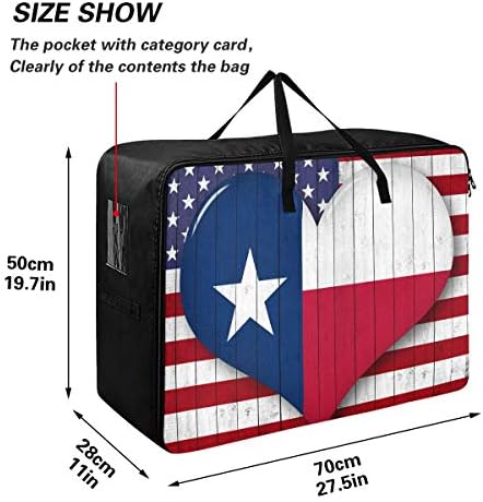 N/ A שקית אחסון קיבולת גדולה - אמריקה דגל טקסס צורת לב צורה של שמיכת בגדים מארגן קישוט קולג 'רוכסן רוכסן טוט