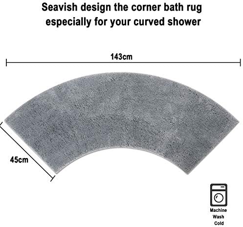 Seavish יוקרה אפור אפור שטיח אמבטיה מעוקל, 18 x 57 אינץ