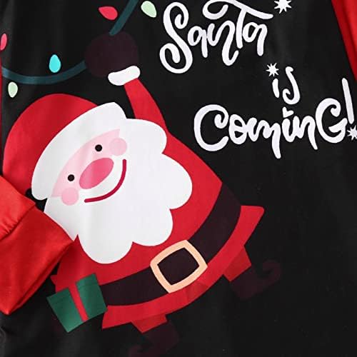 חליפת חג המולד של אמא סנטה מדפיס בגדים משפחתיים תואמים צמרות שרוול ארוך+מכנסיים הגדרת דובי פיג'מה משפחתית לחג המולד