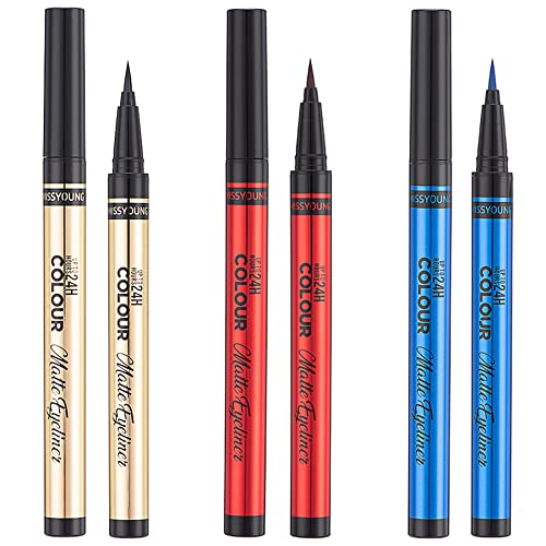 3 חבילה אייליינר עיפרון שחור אדום כחול עמיד למים נוזל אייליינר עט כתם הוכחה רזה אייליינר איפור כלים לאורך זמן כל יום