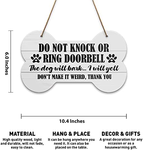 שלט עיצוב קיר לכלב, אל תדפק את הכלב יביס, שלט אזהרת כלבים לדלת הבית המרפסת עץ עץ תלייה קיר עיצוב כלב שלט חצר גן הדשא, מתנות מחממת בית