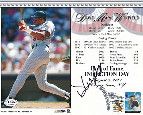 דייב ווינפילד תאומים חתמו 8x10 תצלום אינדוקציה עם חותמת PSA/DNA 165921 - תמונות MLB עם חתימה