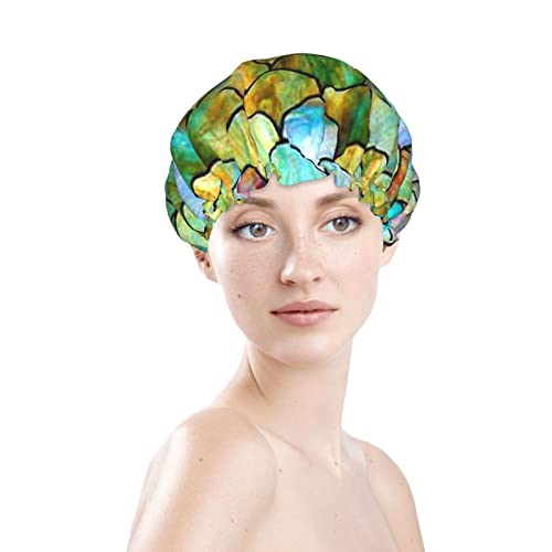 נשים לשימוש חוזר כובע שיער שולי שיער וינטג 'בת הים זנב כפול שכבות כובע מכסה אמבטיה למקלחת אטום למים