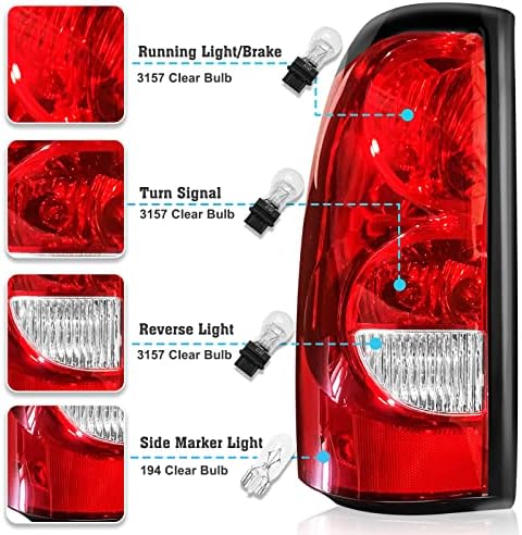 2003-2006 החלפת שברולט סילברדו סגנון רובי אדום פנסים אחוריים אחורי בלם מנורת הרכבה עם הנורה ולרתום סט-נוסע ונהג צד )