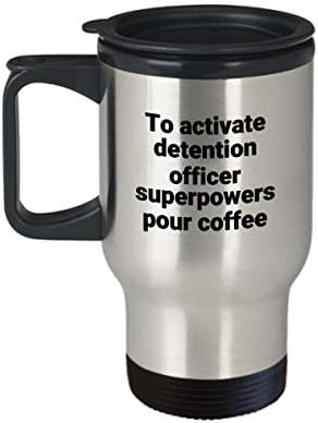 קצין מעצר ספל נסיעות מצחיק סרקסטי נירוסטה חידוש על קפה קפה קפה רעיון מתנה