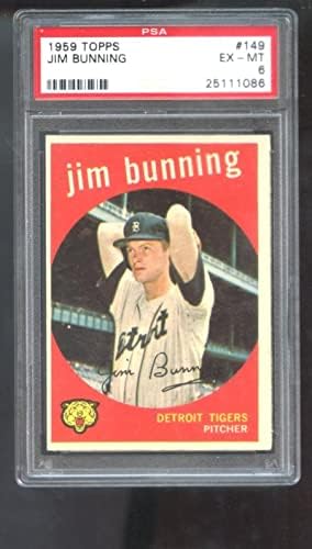 1959 Topps 149 Jim Bunning PSA 6 כרטיס בייסבול מדורג MLB דטרויט טייגרס - כרטיסי בייסבול מטלטלים