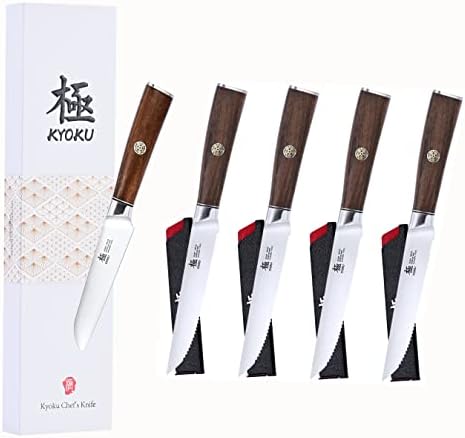 סדרת קיוקו דיימיו 4.5 סכין קילוף + 5 סט סכין סטייק של 4 - יפני 440 ג נירוסטה-ידית סיסם