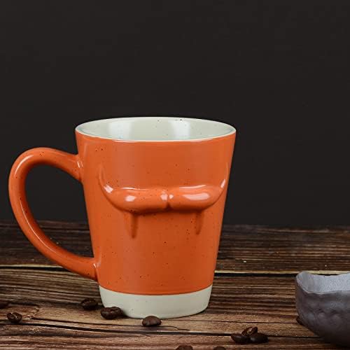 ספל קפה קרמי בוסילונלייף-15 עוז כוסות תה קרמיקה עם ידית גדולה ספלי קפה כתומים גדולים מיקרוגל ומדיח כלים בטוח חידוש כוס בוקר תה חלב קפה
