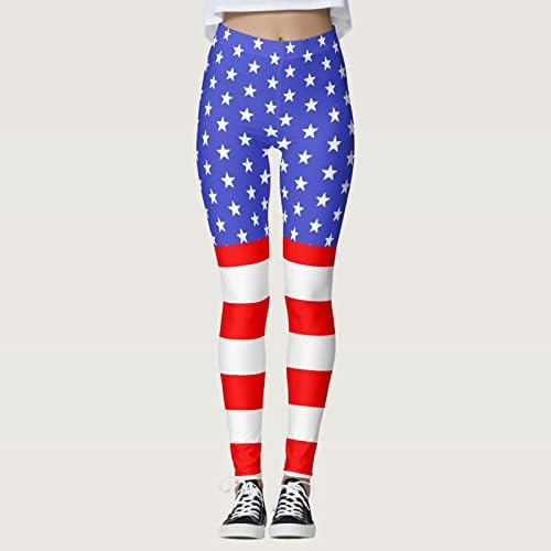 דגל אמריקאי פטריוטי ליגלי נשים המותניים הגבוהות של המותניים האמריקאיות מכנסי יוגה אימון אימון דחיסה באורך מלא טייץ אימון