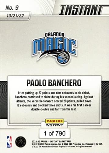 2022-23 כדורסל מיידי של פאניני מספר 9 קסם כרטיס טירון פאולו באנצ'רו - רק 790 תוצרת!