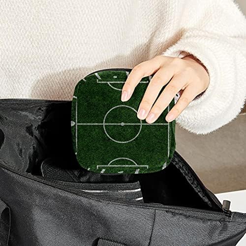 אחסון תיק עבור תחבושות היגייניות, נייד עבור נשים בנות רחיץ לשימוש חוזר, ירוק כדורגל שדה דפוס