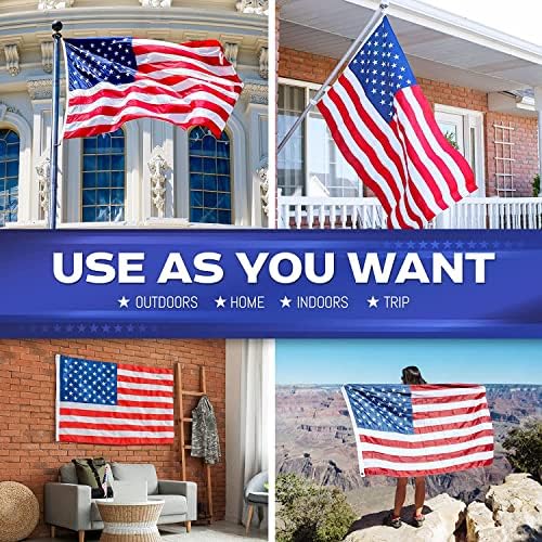 דגל אמריקאי כבד חיצוני, דגל ארהב, דגל אמריקאי, דגל אמריקאי 3x5 רגל עמיד, כל ניילון מזג האוויר, הוכחת דהייה של UV, דגל חיצוני רוח גבוהה