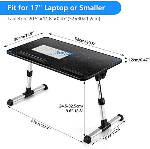 Standwave Stand and Make תואם ל- Lenovo IdeaPad 3 - מעמד מגש מיטת מחשב נייד מעץ אמיתי, שולחן עבודה לעבודה נוחה במיטה. - שחור כזפת
