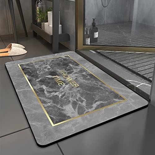 מחצלת אמבטיה מהירה של Baeymonkay עם הדפס 'זמן מקלחת' - שטיח אמבטיה דק חדשני מתאים מתחת לדלת - מחצלת רצפה מגובה סופג