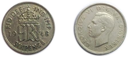 מטבעות לאספנים - בריטים המופצים 1948 ג'ורג 'השישי Sixpence / Six Pence 6p מטבע / בריטניה הגדולה