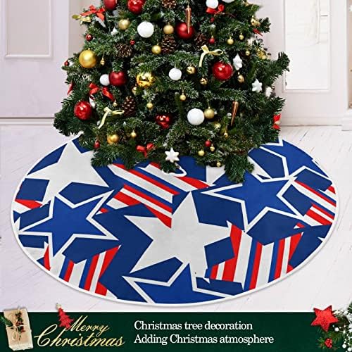 קישוט חצאית עץ עץ אלזה, קישוט חצאית עץ חג המולד קטן 35.4 אינץ 'עם דגל ארהב 4 ביולי אמריקאי אדום פסים כוכבים כחולים אדומים 3 ליום העצמאות