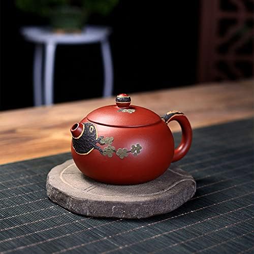 Yixing מקורי חימר סגול צבוע ביד עץ אורן xi shi shi קומקום, Da Hong Pao Zisha Teapot, 250 מל, מיוצר על ידי המאסטר ג'יאנג לי מינג