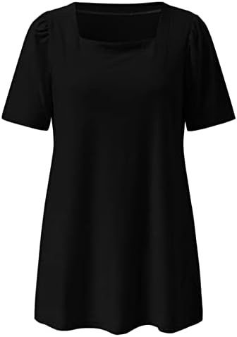 סט חולצה נשים מוצק צבע למעלה חולצה מזדמן מלבני צוואר פאף קצר שרוול חולצות רופף קצר שרוול טיז