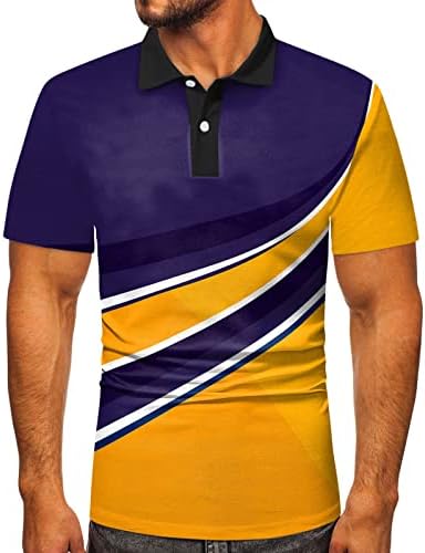 חולצות גולף פולו של Zddo Mens, טלאי פסים טלאי טניס טניס טופ חולצת שרוול קצר חולצת ספורט מזדמן קיץ