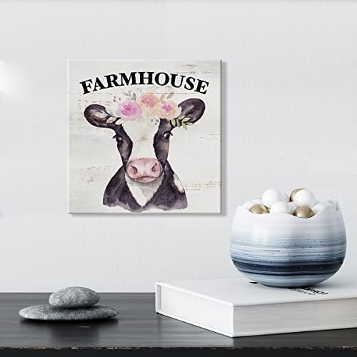 Lameila Farmhouse שלט פרה פרה קיר אמנות דפוס כרזות בד ציור פוסטר הדפסת פרה כפרית כפרי בית עיצוב בית 8 x 8