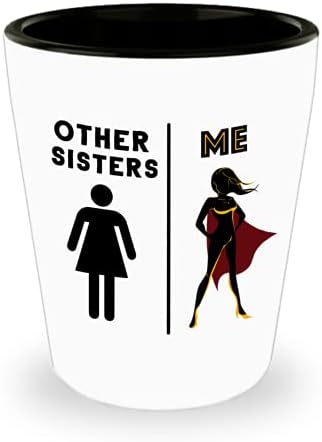 קוב היוצר אחיות אחרות אני גיבור-על אחות קטנה גדולה קרמיקה 1.5 עוז זכוכית שוט, כוס יום הולדת של גיבור-על מצחיק, מאח לאחות