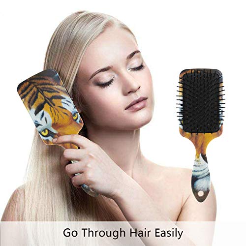 מברשת שיער של כרית אוויר של VIPSK, מברשת שמן צבעוני פלסטיק צביעת טפט נמר צהוב שחור, עיסוי טוב מתאים ומברשת שיער מתנתקת אנטי סטטית לשיער