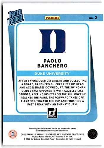 כדורסל NBA 2022-23 Panini Chronicles Dronics בוחרים טירונים מדורגים דונרוס 2 Paolo Banchero NM ליד Mint