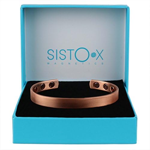 Sisto-X Slim Copper Magte Bangle Bangle מאת Sisto-X® חוזק בריאות 6 מגנטים