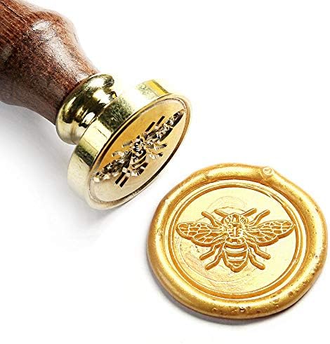 Uniqooo חותמת חותם שעווה דבורה קטנה עם מקלות שעוות איטום זהב עתיקים מתכתיים, תפאורה מושלמת להזמנות לחתונה, קלפים, מעטפות, מיילים של חילזון,
