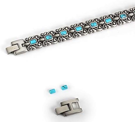 תכשיטים סוללה בסגנון עתיק סגנון כחול טורקיז צמידים מגנטיים לנשים בגודל מתכוונן