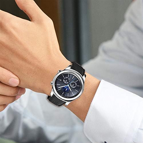 להקת שעון 22 ממ תואמת עור אמיתי עם Samsung Galaxy Watch 3 45 ממ/גלקסי שעון 46 ממ/Gear S3 Frontier/Watch Classic/Moto 360 2nd Gen 46 ממ/Pebble