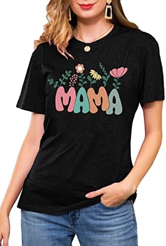 אימא חולצות נשים אמא טס חולצה פרח אמא דפסת גרפיות טיז