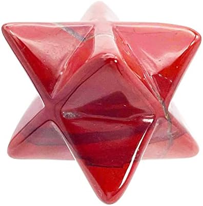 Hslutiee 1 גביש טבעי אבן כיס כוכב Merkaba, גיאומטריה כוכב קדוש שמונה מחודדים לאנרגיה מדיטציה רייקי ריפוי, ג'ספר אדום