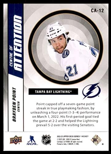 2022-23 מרכז הסיפון העליון של תשומת לב CA-12 Brayden Point Tampa Bay Lightning NHL Hockey כרטיס מסחר