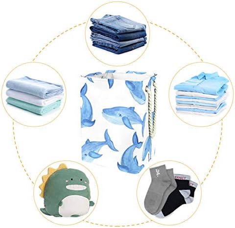 כחול לווייתן קריקטורה סגנון גדול כביסת עמיד למים מתקפל בגדי סל סל בגדי צעצוע ארגונית, בית תפאורה לחדר שינה אמבטיה
