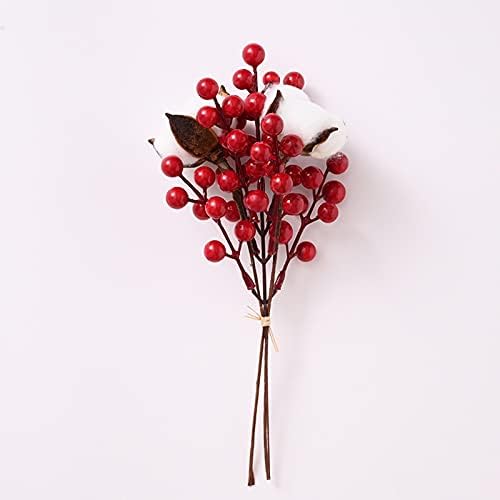 Yue L Star חג המולד פירות יער אדומים, חג המולד הולי ברי ענף פרי מלאכותי של קישוט זר חג המולד