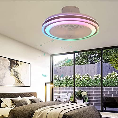 מאוורר תקרה של Neochy עם אורות מעומעים RGB צבעים מחליפים אור תקרה שקט עם מאווררים ורמקול שלט רחוק מאוורר תקרת תקרת תקרת מנורות סמוי לחדרי