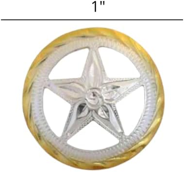 כוכב עגול קטן קונצ'וס מוגדר לגברים או לנשים, מערב קונצ'ו עתיק עתיק בהשראת טון גוון זהב לעור, כובעים, חגורות ומגפיים, חבילה של 2