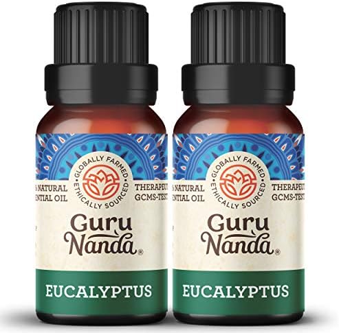 Gurunanda Plug -in Diffuser שמן אתרי 2.0 & Eucalyptus שמן אתרי - שמן כיתה טיפולית טהורה להקלה על גודש באף, ארומתרפיה לרגיעה