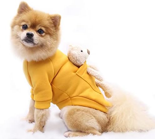 סוודר כלבים סוודרים לכלבים בינוניים קטנים עם כיס דוב כיס סוודר כלבים קטן וחם סוודרים גורים רכים לכלבים קטנים חורף בגדי סוודר כלבים מחמד