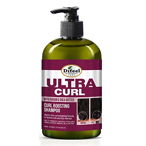 Difeel Ultra Curl עם חמאת ארגן ושיאה - שמפו מגביר תלתל 12 גרם, שמפו חופשי סולפט מיוצר עם מרכיבים טבעיים