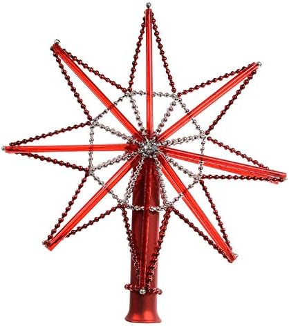 כוכב טופר עץ חג המולד של זכוכית אדומה