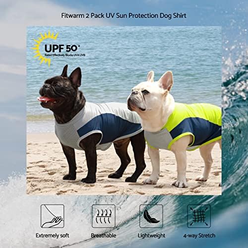 חם 2 חבילה למעלה 50 + שמש הגנת כלב חולצה, מהיר יבש קיץ כלב בגדים לכלבים קטנים ילד ילדה, קל משקל לנשימה קירור אפוד, רעיוני תווית לחיות