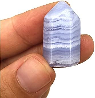 תכשיטים מרקה תכשיטים טבעיים תחרה כחולה אגייט אבן חן משושה משושה קריסטל עיפרון נקודת מגדל ריפוי אבן חן דגימה מינרלית