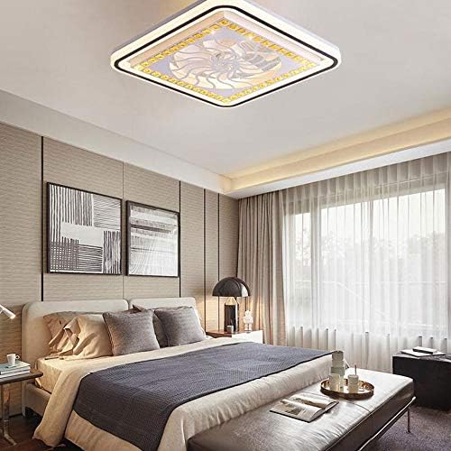 HSCW LED נורדי תקרה שקטה מאוורר קריסטל מאוורר חדר שינה בית חדר חדר מאוורר בלתי נראה מסעדה אור עם מנורת תקרה נברשת שלט רחוק חכם, עמעום