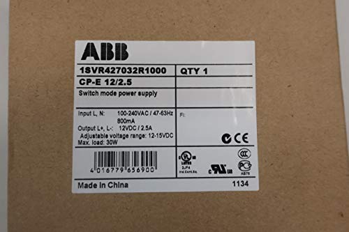 ABB 1SVR427032R1000 AC ל- DC אספקת חשמל 100-240V-AC 2.5A AMP 12V-DC 30W