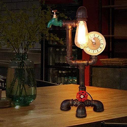 מנורות שולחן מודרניות של אדידי מנועת אור ברזל חלודה תעשייתית, מנורת שולחן מתכתית של Steampunk מתכת לצד מתקן תאורה, מנורת שולחן צינור מים