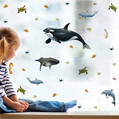 ילדים של חדר עצמי דבק דולפין קיר מדבקת דגי בעלי החיים ימי חיים אמבטיה סלון טפט