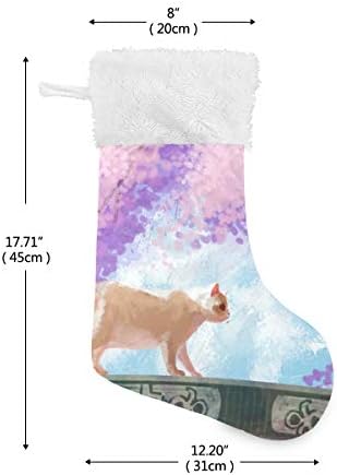 חתול Pimilagu על המרזבים גרבי חג המולד 1 חבילה 17.7 , גרביים תלויים לקישוט חג המולד